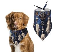 White Fantasy Dream Catcher Pet Scarf Adjustable Pet Accessories Triangular Scarf Washable Floral Print Puppy Bib Bandana Stylish Comfortable Cat Scarves for Holiday Scarfs
