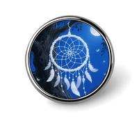White Fantasy Dream Catcher Round Badge Fashion Decoration Pins Comfort Smooth Metal Badges for Gifts Lightweight Personalized Brooch for T-Shirts Jackets Men Women