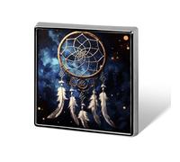 White Fantasy Dream Catcher Square Badges Metal Memorial Pins Exquisite Button Badge Lapel Pins Fashion Square Brooch Crafts Gifts Clothes Decorative Pin for Adult Brooch