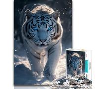 White Fantasy Tiger Jigsaw Puzzles for Adults Teenagers Jigsaws Puzzle,Help The Brain Exercise Addictive Toys to Cultivate Patience Great Gift 50x75cm