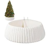 White Faux Christmas Tree Collar,Christmas Tree Collar,With Striped Texture | White Luxury Plush Tree Collar, Entryway, With Stripe Textured, Boho Style Christmas Tree Skirt For Living