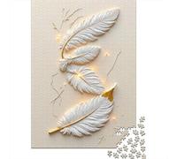 White Feather 3D Art 1000 Piece Jigsaw Puzzle for Adults Paper Puzzle Game for Family Home Relaxation Gift 52x38cm/1000pcs