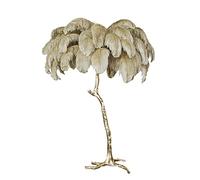 White Feather Floor Lamp with LED Soft Touch Standing Lamp for Living Room & Bedroom Decor Foot Switch 75cm Khaki Resin Body Elegant Sofa Lighting Solution