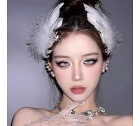 White Feather Hair Clip Ballet Style Pearl Ostrich White Swan Feather Hair Pins Accessories for Women Girls Bride Wedding Valentine Engagement Birthday Christmas Stage Performance Headpiece(2 PCS)