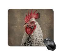 White Feather Rooster Mouse Pad Square Laptop Mouse Mat Cute Computer Mousepad Keyboard Pad Non-Slip Desk Pads for Gaming Office Work Home 20 * 25cm