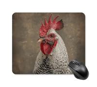 White Feather Rooster Mouse Pad Square Laptop Mouse Mat Cute Computer Mousepad Keyboard Pad Non-Slip Desk Pads for Gaming Office Work Home 25 * 30cm