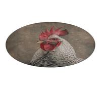 White Feather Rooster Round Area Rug Non Slip Backing Doormat Water Absorbent Plush Throw Low-Pile Non-Slip Floor Mat Carpet for Living Room Bedroom Entryway Nursery Room 60 * 60cm