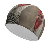 White Feather Rooster Swim Cap for Women Men Swimming Hat Bath Waterproof Pool Caps for Long Thick Curly Hair