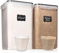 WHITE FEATHER SUPPLIES 2 PC [6.5L / 220 Oz] Large Food Storage Containers with Lids Airtight - BPA Free Clear Plastic Kitchen and Pantry Storage Containers, Bulk Storage for Cereal, Flour, Sugar, Rice
