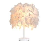 GUANSHAN White Feather Table Lamp Bedside Lamp Table Light Desk Feather Lampshade for Bedroom, Home Decoration, Photography Props, Style 2，M