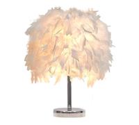 GUANSHAN White Feather Table Lamp Bedside Lamp Table Light Desk Feather Lampshade for Bedroom, Home Decoration, Photography Props, Style 1,M