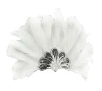 White Feathered Headpiece with Ostrich Feathers, 22-Inch Carnival Headpiece for Women's Party Costumes and Stage Performances, Feathers Headband