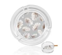 White Feathers Falling Glass Ashtray for Cigarettes Portable Decorative Ash Trays for Home Office Decor