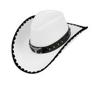 White Felt Cowboy Hat with Longhorn Emblem Western Fancy Dress