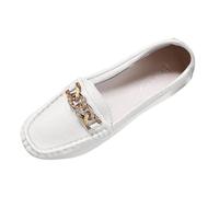 White Female Slip On Flats with Metal Accent Lightweight Construction Ideal for Running Errands and Social Events