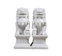 White Feng Shui Foo Dog Lion Statue, Pair of Beijing Fu Foo Dogs Stone Guardian Statues Feng Shui Decor, Figurineward Off Evil Energy,White,large