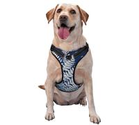 White Fern Leaves Deep Blue No Pull Dog Harness Adjustable Reflective Oxford Easy Control Medium Large Dog Harness