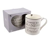 White Fine China Mug Cup with Silver Wording Gift Boxed - Forever My Grandma Gift Boxed