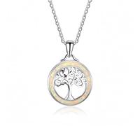 white fire opal circle & life tree pendants solid s925 hollow birthstone clavicle necklace women