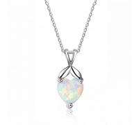 white fire opal heart pendants clavicle necklace s925 pure rainbow birthstone choker wedding gifts Made in China