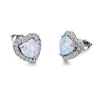 White Fire Opal Heart Stud s For Women Trendy Rose & Gold Filled