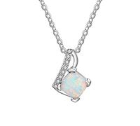 white fire opal necklace clear square necklaces pendant fine jewelry gift for women girls Made in China