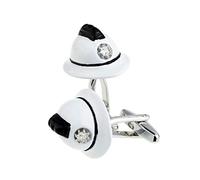White Firemans Firefighter Helmet Design Cufflinks Presented in a Cufflink Box