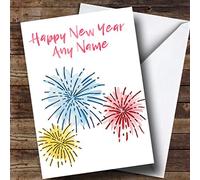 White Fireworks Personalised New Years Card | New Year Card | Happy New Year Card