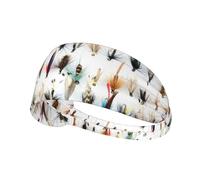 White Fish Selection Of Traditional Trout Fishing Flies,Sports Sweatband for Unisex Multi Headband Elastic Exercise Hairband