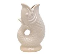 White Fish Shaped Ceramic Vase, 25cm Off White Decorative Nautical Fish Artificial Flower Vase