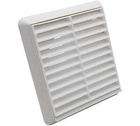 White Fixed Louvered Wall Vent Grille 100mm / 4" Spigot External Exterior Ducting Air Round Flyscreen