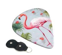 White Flamingo 6 Pack Guitar Picks With Holder, Personalized Guitar Plectrums Non-Slip Portable Ukulele Bass Picks 0.71mm For Acoustic Guitar Lovers Gifts