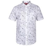 (White Flamingo, L) Mens Hawaiian Shirt PartyFloralSummer Collared Top