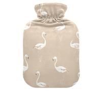 White Flamingos Light Brown hot Water Bottles with Soft Cover, 2Lhot Compress Bag for Menstrual Cramps,Hot and Cold Therapies,bolsas para agua Caliente