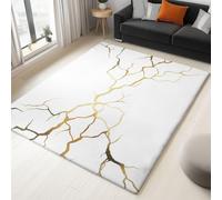 White Flannel Carpet Short Pile Soft and Skin Friendly, Simple Illustration Style Lines Non-Slip Easy Clean Decor No Shedding, 160 x 230 cm Carpets Anti-Fade Room Office bedroom Gifts
