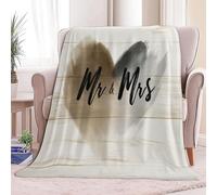 White Flannel Fleece Throw Blanket 130 x 150 cm Lightweight Plush Bedspreads Blankets for Bed Couch, Hand-Drawn Illustration Mr And Mrs Heart Logo Soft Versatile Throw Blanket for Women & Children