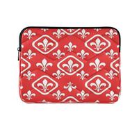 White Fleur De Lis Bright Red Computer Cases for Laptops, Quilted Laptop Protective Case 15.6 Inch for Women