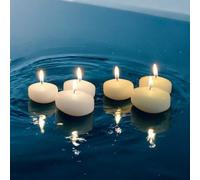 White Floating Candles, tub of 28 Candles, 50mm Diameter, 6 Hour Burn Time, for Home, Events and Restaurants