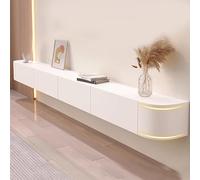 White Floating TV Cabinet - Wall-Mounted TV Stand with Drawers Modern Media Console for Living Room 140CM/55.1IN Suspended TV Bench