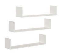 White Floating Wall Shelves Set of 3 Wooden CD DVD Display Storage Unit
