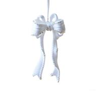 White Flocked 3D Christmas Ornaments Set Featuring Snowflake Star Bow and Deer Bell for Tree and Indoor Use (M)