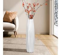 White Floor Ceramic Vase 24 Inches Tall Flower Holder Decorative Large Vases for Table Centerpieces Shelf Home Decor Living Room Branches Sky-Dried Flower Arrangement Simple Decorative