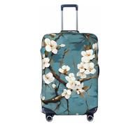 White Floral Art Painting Luggage Cover Elastic Suitcase Protector Ftis 18-21 Inch Suitcase Cover for Luggage