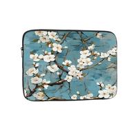White Floral Art Painting Shockproof Laptop Sleeve 15 Inch, Oxford Fabric Case With Foam Padding, Lightweight Protective Cover For Pad Notebook, Business School Travel Use