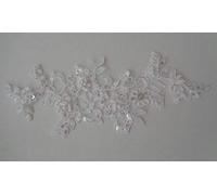 White Floral Beaded lace Applique Bridal Wedding White Sequins lace Motif Per Piece Free UK PP Fast Dispatch