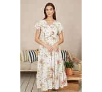 White Floral Broderie Anglaise Wrap Midi Dress Yumi Ivory 18
