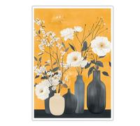 White Floral Canvas Wall Art Modern Boho Botanical Canvas Poster 50x75cm