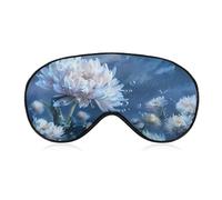 White Floral Landscape Sleep Mask Soft Blackout Eye Mask Eye Shade Cover with Adjustable Strap for Men Women