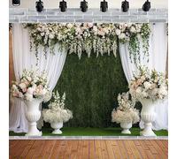 White Floral Mr Engagement Decorations Backdrop Floral Grass Wall White Sheer Curtain Flower Arch Photography Background Wedding Anniversary Banners Birthday Baby Showers Party Supplies(D, 7x5feet)