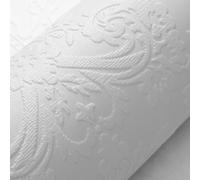 White Floral Paintable Wallpaper Thick Textured Vinyl 10M Roll | Textured Thick Blown Vinyl